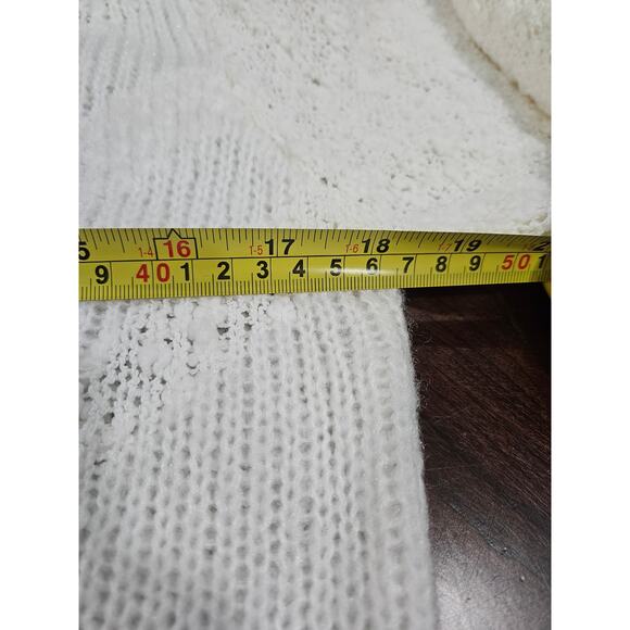 Vintage Helium Cream Off White Sweater Sz M Delicate Cottagecore Puff Sleeve - Picture 5 of 7